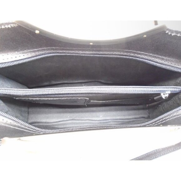 Persaman New York Black Structured Handbag Silver Hardware - Picture 6 of 7